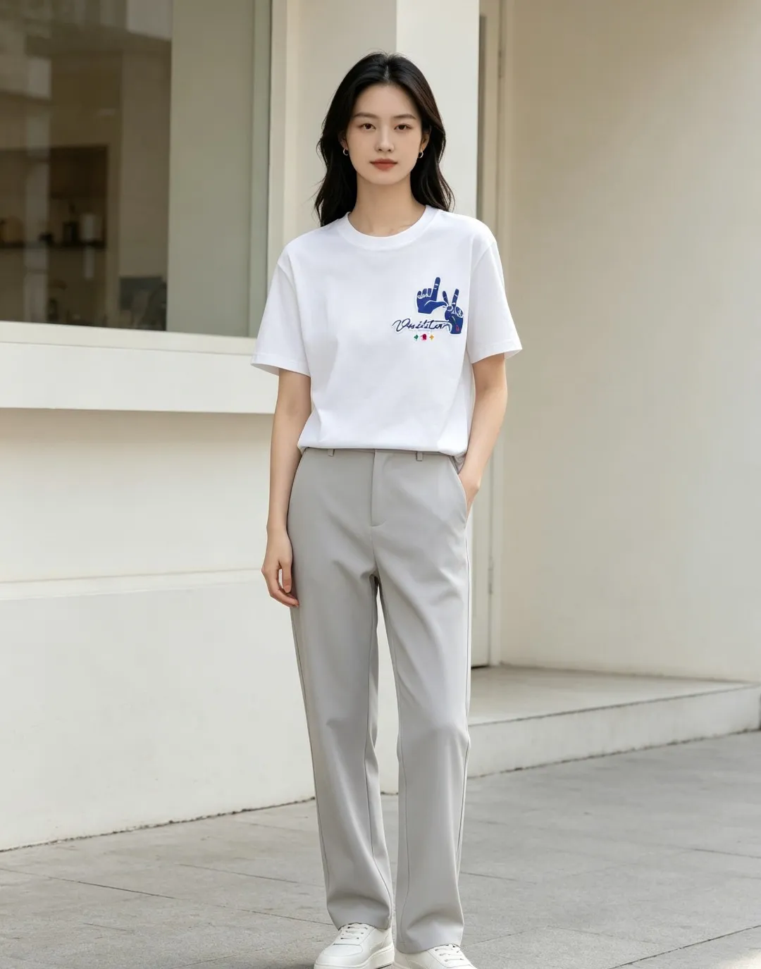 Louis Vuitton/Louis Vuitton 26ss LV gesture letter laminated printed short sleeves